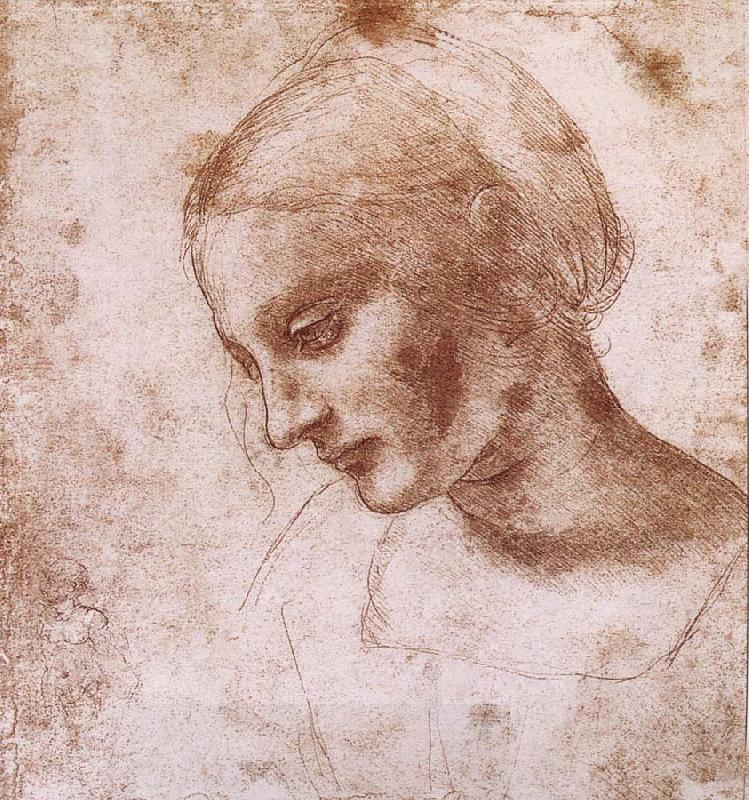 LEONARDO da Vinci Study fur a women head China oil painting art